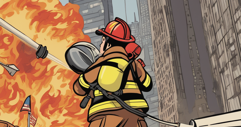 a-small-statured-firefighter-fully-equipped-in-uniform-heroically-extinguishing-a-blaze-with-a-fir